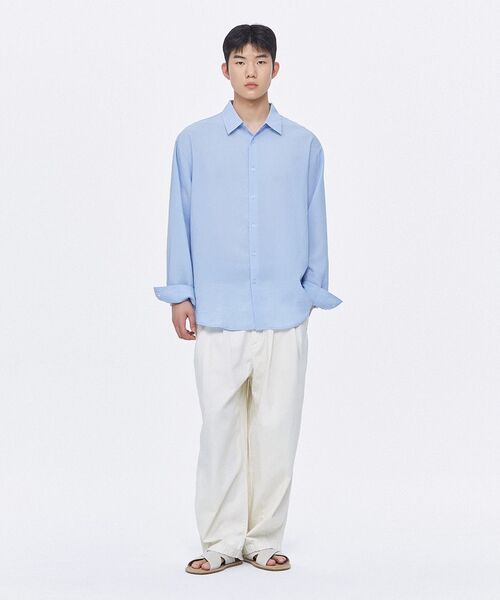 MUSINSA STANDARD（ムシンサスタンダード）の「リラックスドリネンライクシャツ[スカイブルー]（シャツ/ブラウス・メンズ・その他・MEDIUM/LARGE/X-LARGE/SMALL/XX-LARGE）」の8枚目の写真