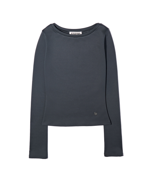 YOUHEE(ユヒ)の「BASIC BOAT NECK LONG SLEEVE CHARCOAL(Tシャツ/カットソー・レディース・その他・SMALL/MEDIUM)」の2枚目の写真