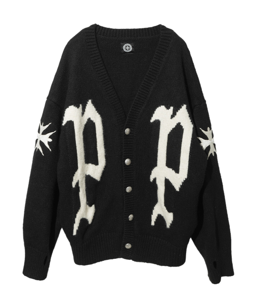 PP Embroidered Cardigan (Black) — вязаный кардиган с вышивкой чёрный