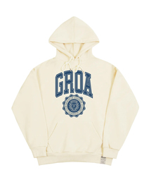 [ユニセックス]GROAロゴクラシックハートフードパーカー_クリーム