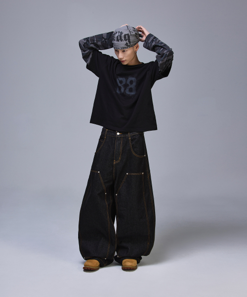 SCALLYWAG（スカリーワグ）の「ダブルニバギーカーペンターデニム[ブラック]（デニムパンツ・レディース・その他・X-LARGE/SMALL/MEDIUM/LARGE）」の2枚目の写真
