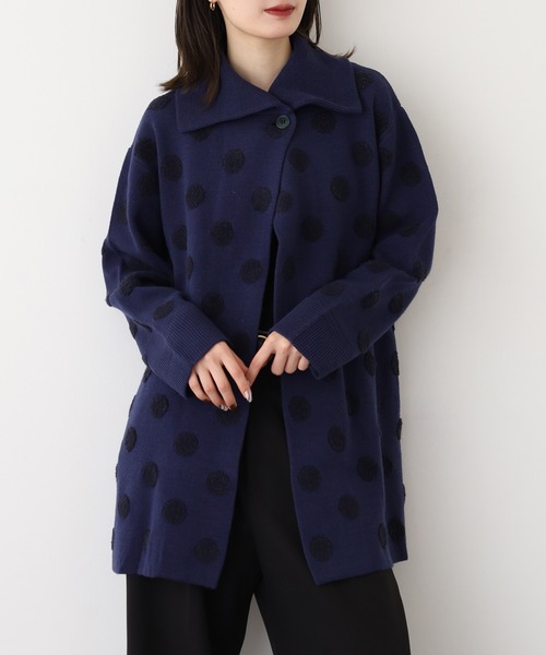 BRODIAEA(ブローディア)の「BRODIAEA ドット柄ロングジャケット(その他アウター・レディース・ネイビー/ブラウン/レンガ・40)」の10枚目の写真