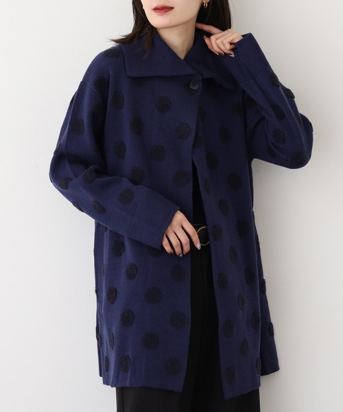 BRODIAEA(ブローディア)の「BRODIAEA ドット柄ロングジャケット(その他アウター・レディース・ネイビー/ブラウン/レンガ・40)」の11枚目の写真