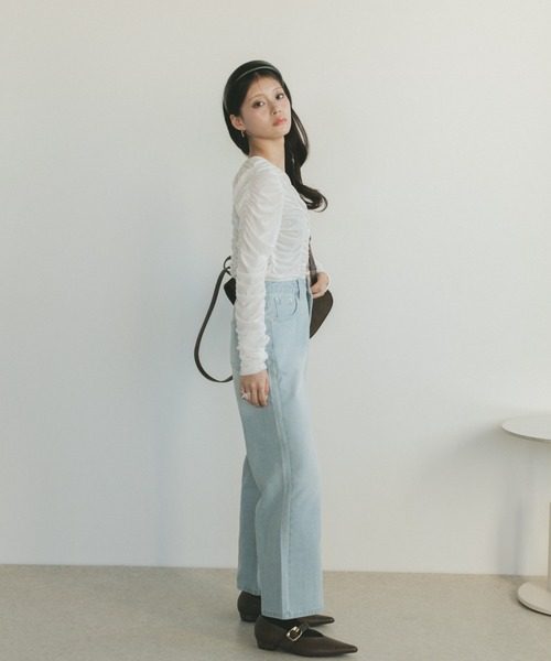 VANNIE U(ヴァニーユー)の「リングスナップシャーリングシアートップス / カーディガン(Tシャツ/カットソー・レディース・ブラック/ホワイト/ベージュ・FREE)」の11枚目の写真