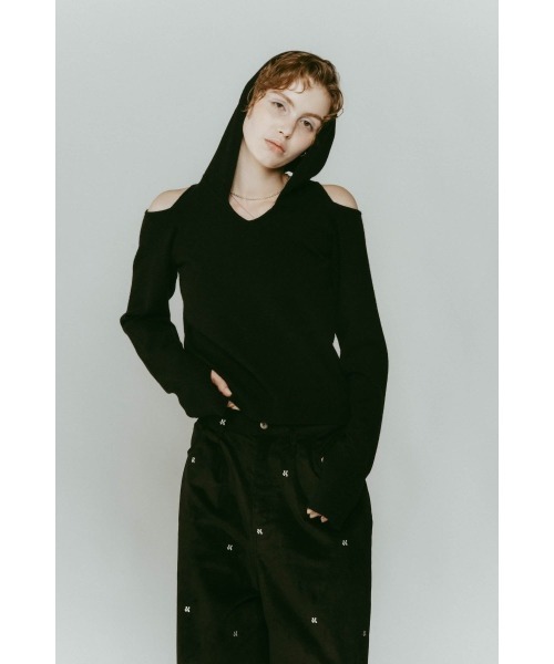 完売品 新品 Knuth Marf slim hooded knit black slim hooded knit/3color | KNUTH MARF