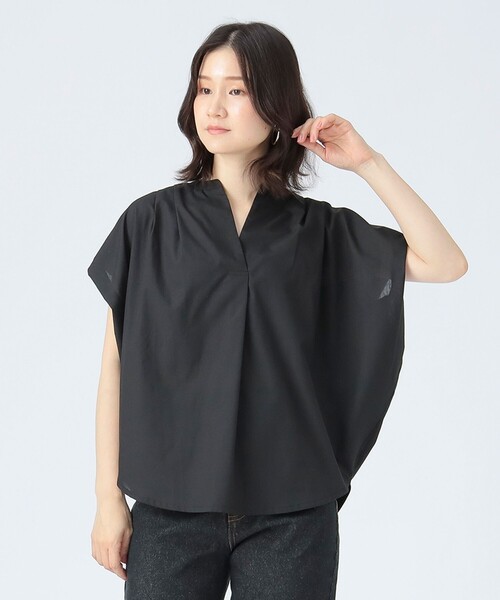 BEAMS HEART(ビームスハート)の「スキッパー 異素材 ブラウス(シャツ/ブラウス・レディース・ブラウン系その他3/グリーン/ブラック・FREE)」の2枚目の写真