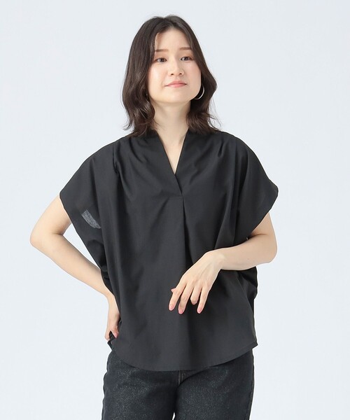 BEAMS HEART(ビームスハート)の「スキッパー 異素材 ブラウス(シャツ/ブラウス・レディース・ブラウン系その他3/グリーン/ブラック・FREE)」の6枚目の写真