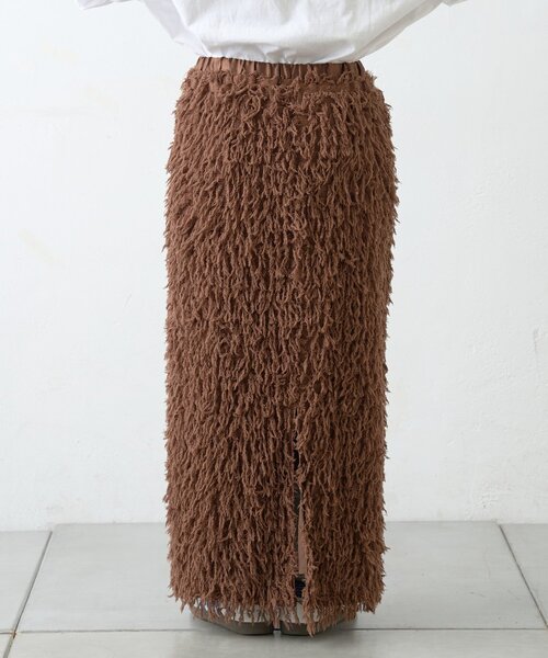 CIAOPANIC TYPY(チャオパニックティピー)の「フェザーフリンジナロースカート(スカート・レディース・ブラウン/ブラック/アイボリー・SMALL/MEDIUM)」の13枚目の写真