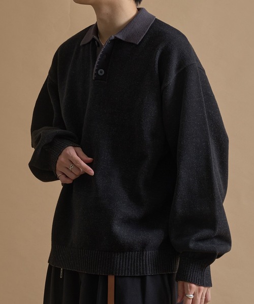epnok(エプノック)の「バイカラールーズニットポロ(ニット/セーター・メンズ・ネイビー/ブラウン/ブラック・SMALL/MEDIUM/LARGE)」の4枚目の写真