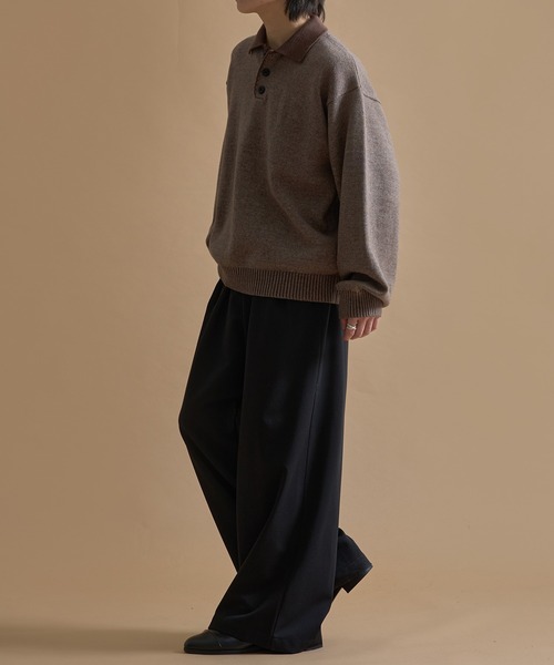 epnok(エプノック)の「バイカラールーズニットポロ(ニット/セーター・メンズ・ネイビー/ブラウン/ブラック・SMALL/MEDIUM/LARGE)」の16枚目の写真