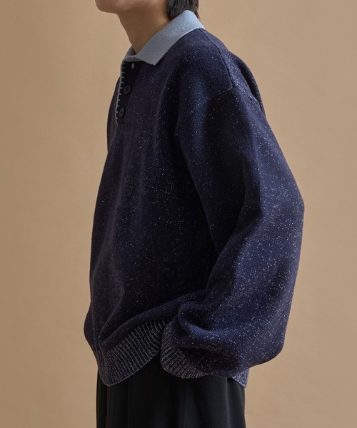 epnok(エプノック)の「バイカラールーズニットポロ(ニット/セーター・メンズ・ネイビー/ブラウン/ブラック・SMALL/MEDIUM/LARGE)」の22枚目の写真