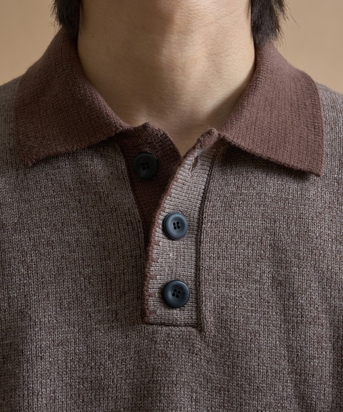 epnok(エプノック)の「バイカラールーズニットポロ(ニット/セーター・メンズ・ネイビー/ブラウン/ブラック・SMALL/MEDIUM/LARGE)」の19枚目の写真