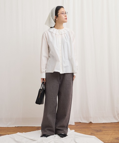 fig Ｌondon（フィグロンドン）の「Ann blouse（シャツ/ブラウス・レディース・ブラック/グリーン/ホワイト・FREE）」の21枚目の写真