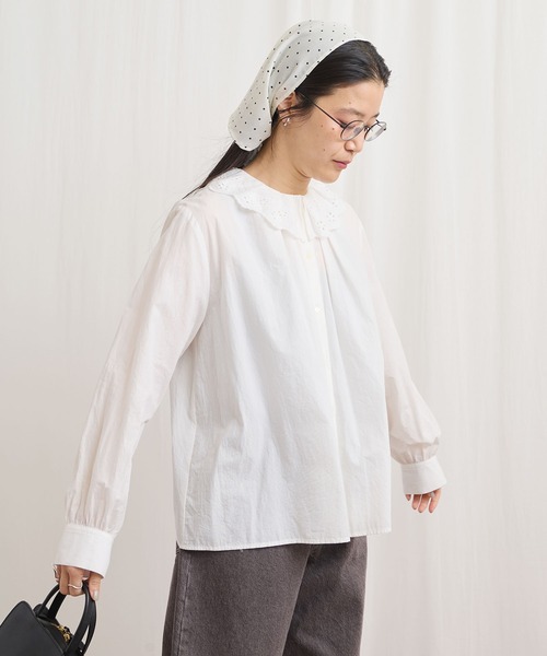 fig Ｌondon（フィグロンドン）の「Ann blouse（シャツ/ブラウス・レディース・ブラック/グリーン/ホワイト・FREE）」の7枚目の写真