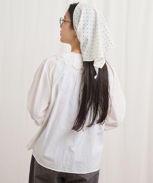 fig Ｌondon（フィグロンドン）の「Ann blouse（シャツ/ブラウス・レディース・ブラック/グリーン/ホワイト・FREE）」の8枚目の写真