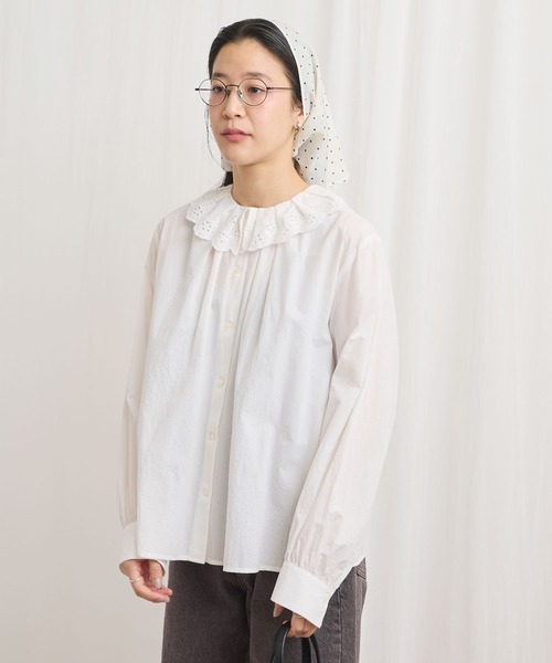 fig Ｌondon（フィグロンドン）の「Ann blouse（シャツ/ブラウス・レディース・ブラック/グリーン/ホワイト・FREE）」の5枚目の写真