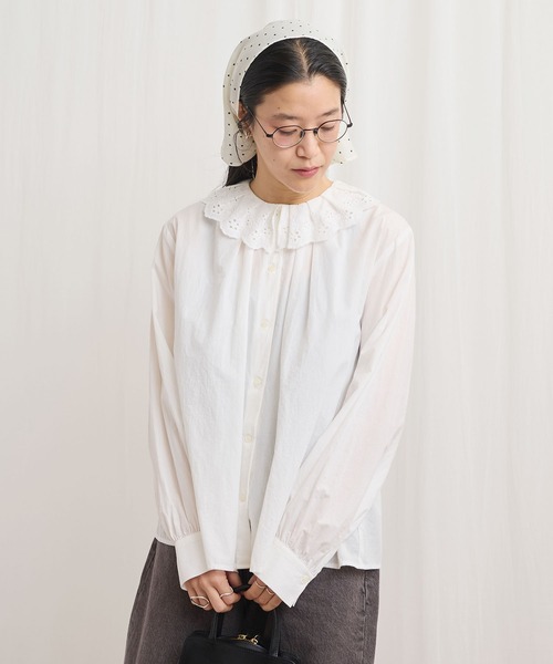fig Ｌondon（フィグロンドン）の「Ann blouse（シャツ/ブラウス・レディース・ブラック/グリーン/ホワイト・FREE）」の6枚目の写真