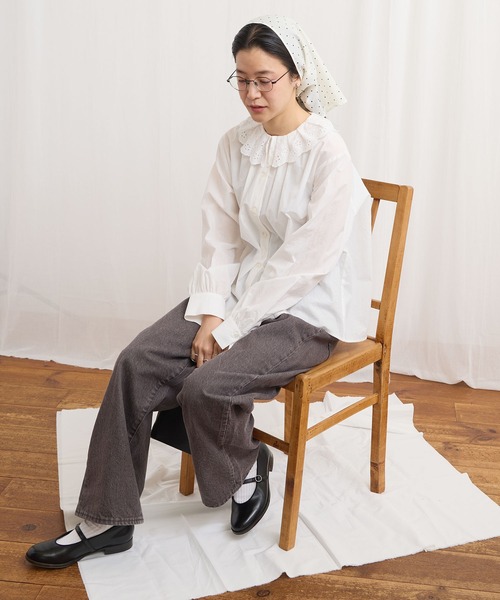 fig Ｌondon（フィグロンドン）の「Ann blouse（シャツ/ブラウス・レディース・ブラック/グリーン/ホワイト・FREE）」の19枚目の写真