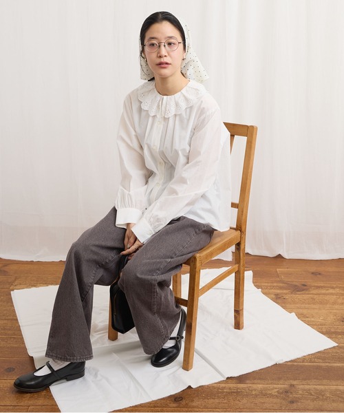 fig Ｌondon（フィグロンドン）の「Ann blouse（シャツ/ブラウス・レディース・ブラック/グリーン/ホワイト・FREE）」の20枚目の写真