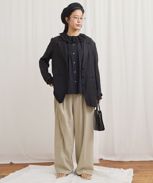 fig Ｌondon（フィグロンドン）の「Ann blouse（シャツ/ブラウス・レディース・ブラック/グリーン/ホワイト・FREE）」の18枚目の写真