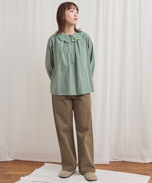 fig Ｌondon（フィグロンドン）の「Ann blouse（シャツ/ブラウス・レディース・ブラック/グリーン/ホワイト・FREE）」の12枚目の写真