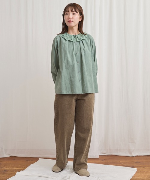 fig Ｌondon（フィグロンドン）の「Ann blouse（シャツ/ブラウス・レディース・ブラック/グリーン/ホワイト・FREE）」の13枚目の写真