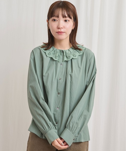 fig Ｌondon（フィグロンドン）の「Ann blouse（シャツ/ブラウス・レディース・ブラック/グリーン/ホワイト・FREE）」の9枚目の写真