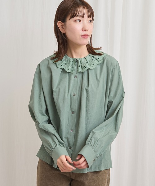 fig Ｌondon（フィグロンドン）の「Ann blouse（シャツ/ブラウス・レディース・ブラック/グリーン/ホワイト・FREE）」の10枚目の写真