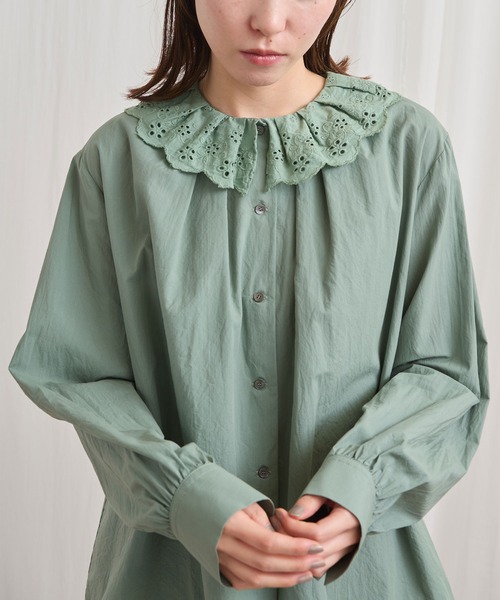 fig Ｌondon（フィグロンドン）の「Ann blouse（シャツ/ブラウス・レディース・ブラック/グリーン/ホワイト・FREE）」の11枚目の写真