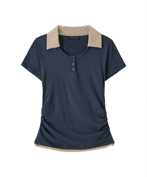 SALON DE YOHN(サロンドヨーン)の「Collar Point Slim Fit T_ Navy(Tシャツ/カットソー・レディース・その他・SMALL/MEDIUM)」の4枚目の写真