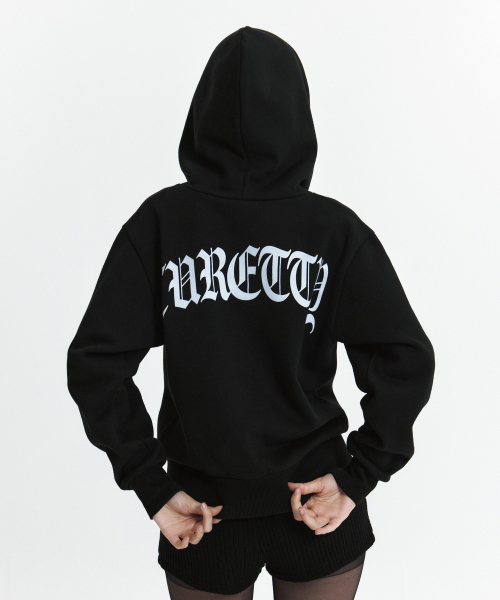 CURETTY(キュリティ)の「C VELVET LOGO FLEECE ZIP-UP HOODIE_BLACK(パーカー・レディース・ブラック・SMALL)」の1枚目の写真