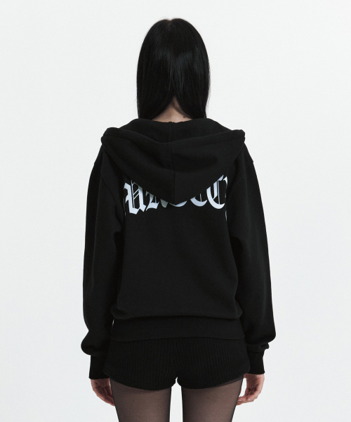 CURETTY(キュリティ)の「C VELVET LOGO FLEECE ZIP-UP HOODIE_BLACK(パーカー・レディース・ブラック・SMALL)」の3枚目の写真