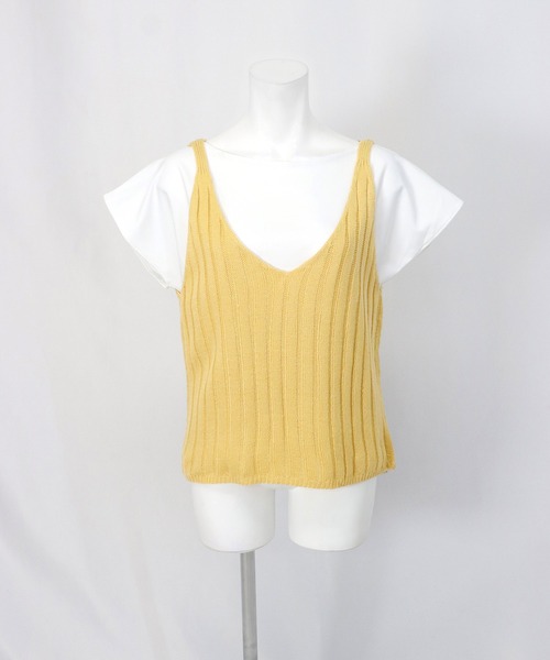 OSYAREVO（オシャレボ）の「ニット トップス ベスト レディース（ベスト・レディース・ホワイト/イエロー・ONESIZE）」の7枚目の写真