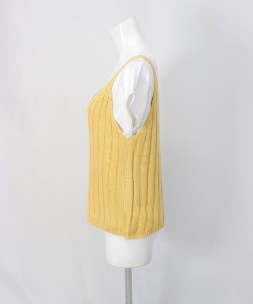 OSYAREVO（オシャレボ）の「ニット トップス ベスト レディース（ベスト・レディース・ホワイト/イエロー・ONESIZE）」の8枚目の写真