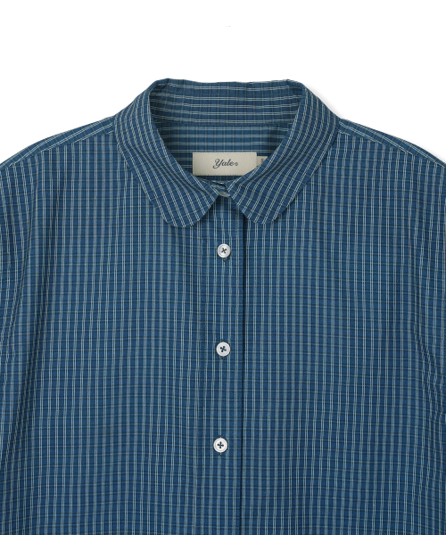 YALE(イェール)の「チェックラウンドカラー半袖シャツ_ネイビー(シャツ/ブラウス・レディース・その他・SMALL/MEDIUM)」の4枚目の写真