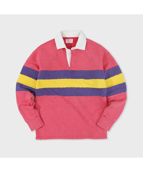 GOODNIES(グーニーズ)の「ビンテージアウトドアラグビーシャツ。赤(ポロシャツ・メンズ・レッド・LARGE/X-LARGE)」の2枚目の写真