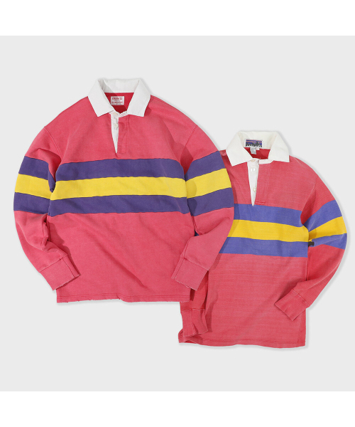 GOODNIES(グーニーズ)の「ビンテージアウトドアラグビーシャツ。赤(ポロシャツ・メンズ・レッド・LARGE/X-LARGE)」の3枚目の写真