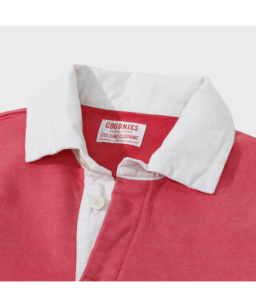 GOODNIES(グーニーズ)の「ビンテージアウトドアラグビーシャツ。赤(ポロシャツ・メンズ・レッド・LARGE/X-LARGE)」の4枚目の写真