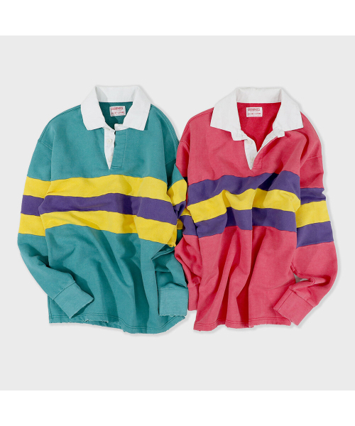 GOODNIES(グーニーズ)の「ビンテージアウトドアラグビーシャツ。赤(ポロシャツ・メンズ・レッド・LARGE/X-LARGE)」の5枚目の写真