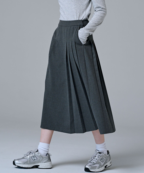 MALOUPE(マロップ)の「3108 ウールプリーツロングスカート(ダークグレー)(スカート・レディース・ダークグレー・30/26/28)」の9枚目の写真