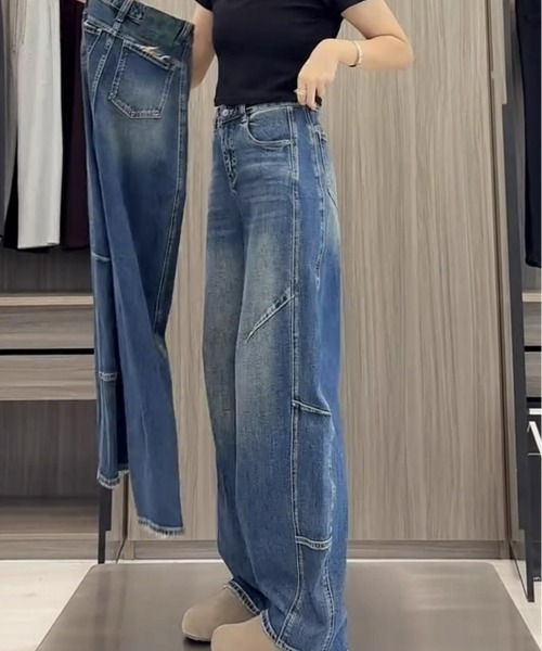 REBALANCE(リバランス)の「ワイドデザインデニム(デニムパンツ・レディース・A・X-LARGE/LARGE/MEDIUM)」の2枚目の写真