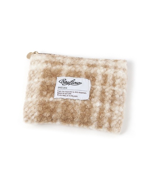 BAYFLOW（ベイフロー）の「BFモコモコチェックフラットポーチ12.5×16（ポーチ・レディース・ベージュ/ブラック・0）」の13枚目の写真