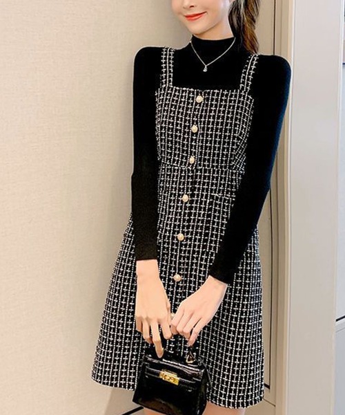 GLAMOROUS JANE(グラマラスジェーン)の「ツイードジャンスパースカート(ジャンパースカート・レディース・ホワイト/ブラック・L/M)」の13枚目の写真