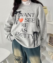 立体リボンロゴプリントプルオーバー