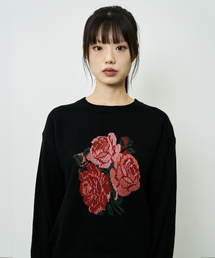 FLOWER KNIT SWEATER(BLACK)