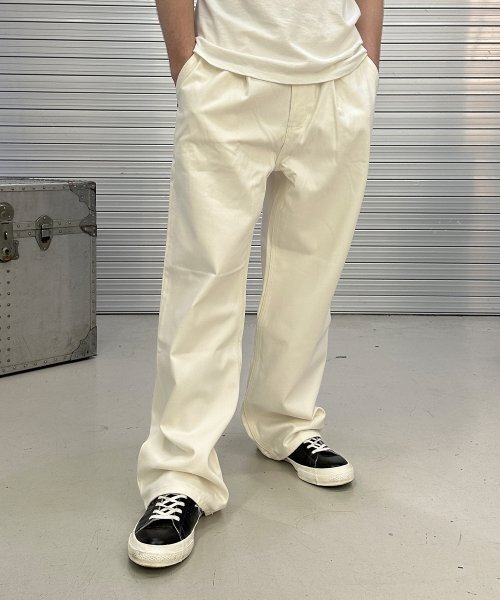 PEACEOFMIND(ピースオブマインド)の「ピンタックワイドデニムパンツ(ホワイト)(デニムパンツ・メンズ・その他・MEDIUM/LARGE/X-LARGE)」の1枚目の写真