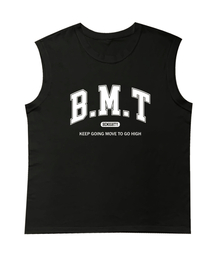 ロゴレタリングスリーブレスTシャツ[ブラック]