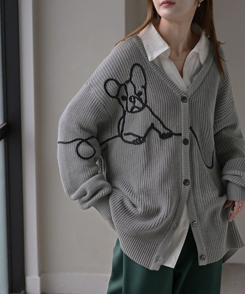 HUG.U(ハグユー)の「"フレブル好きのための" 刺繍カーディガン 綿100%(カーディガン/ボレロ・レディース・アイボリー/ブラック/ダークグレー・FREE)」の11枚目の写真