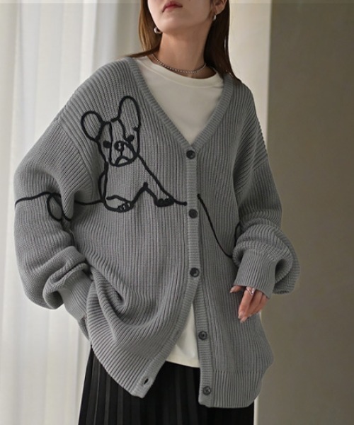 HUG.U(ハグユー)の「"フレブル好きのための" 刺繍カーディガン 綿100%(カーディガン/ボレロ・レディース・アイボリー/ブラック/ダークグレー・FREE)」の10枚目の写真