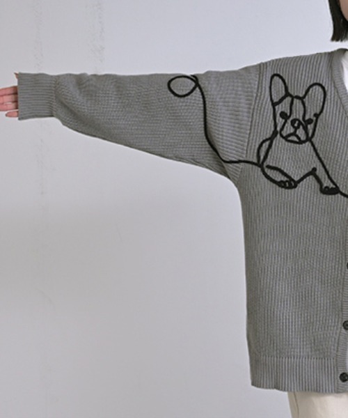HUG.U(ハグユー)の「"フレブル好きのための" 刺繍カーディガン 綿100%(カーディガン/ボレロ・レディース・アイボリー/ブラック/ダークグレー・FREE)」の22枚目の写真
